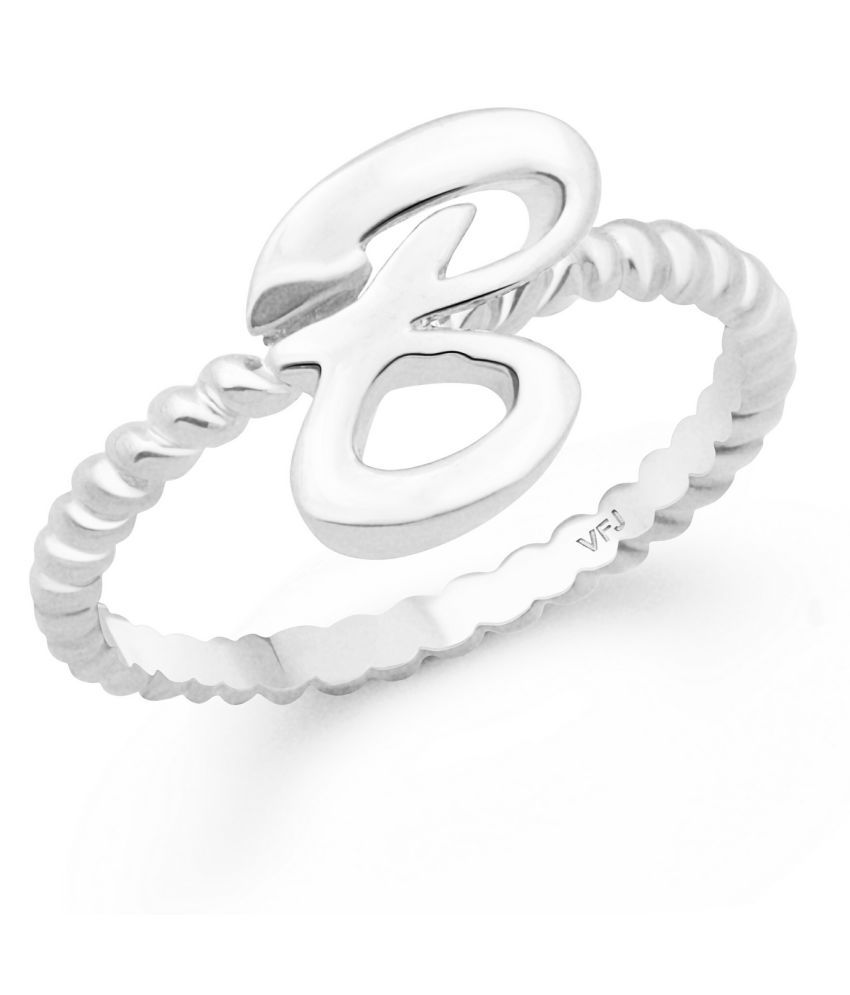     			Vighnaharta Valentine Gift Spiral Ring Shank B Alphabet Rhodium Plated Alloy Finger Ring for Women and Girls - [VFJ1306FRR9]