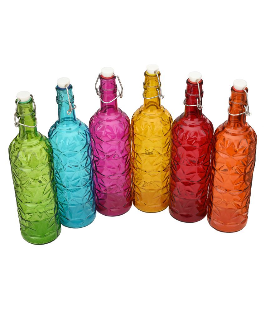     			Afast Glass Water Bottle, Multi, Pack Of 6, 1000 ml