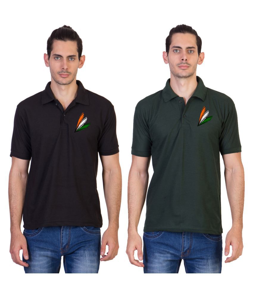     			HVN Cotton Nylon Multicolor Printed Polo T Shirt Pack of 2