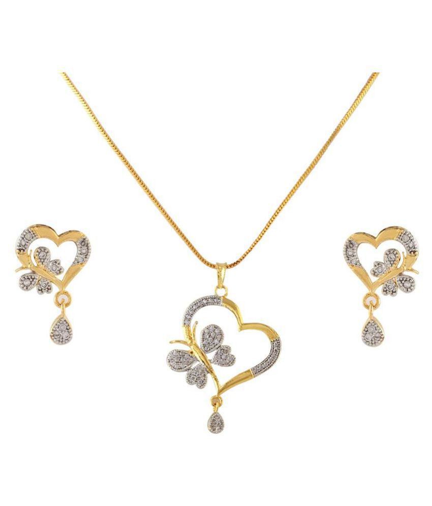 Sunhari Jewels Heart Shape Ad And Gold Plated Big Size Pendant Necklace...