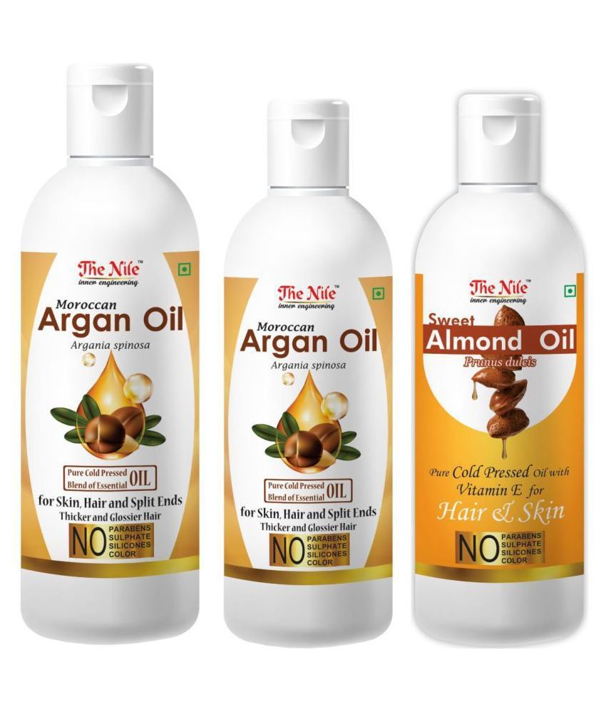     			The Nile Argan Oil 150 ML + 100 Ml (250 Ml ) + Almond Oil 100 ML 350 mL Pack of 3