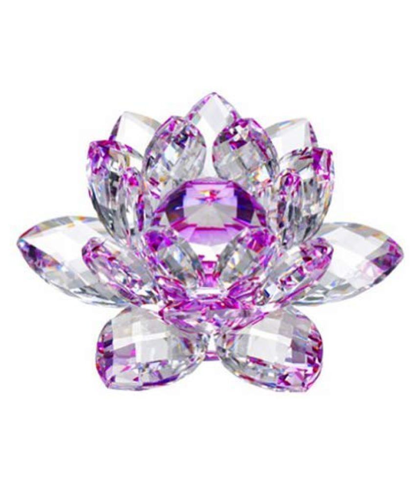     			KESAR ZEMS Crystal Lotus Flower Showpiece For Home Decor (10 cm x 10 cm x 6 cm, Purple)