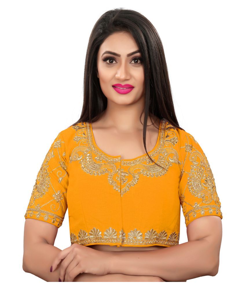 LINISA Mustard Dupian Silk Readymade with Pad Blouse Buy LINISA