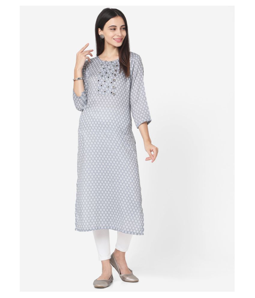     			Aarrah Grey Cotton Straight Kurti