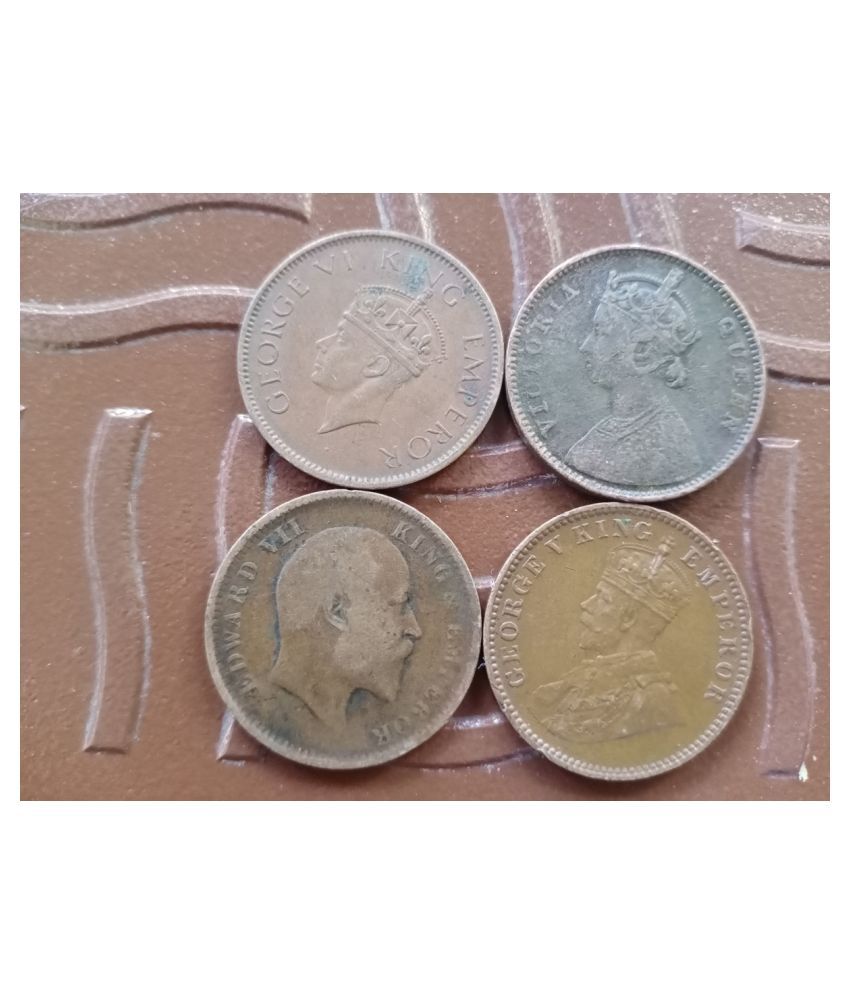     			4 DIFFERENT 1/4A SET - QV , EDWARD , GEORGE V & VI  - BRITISH INDIA