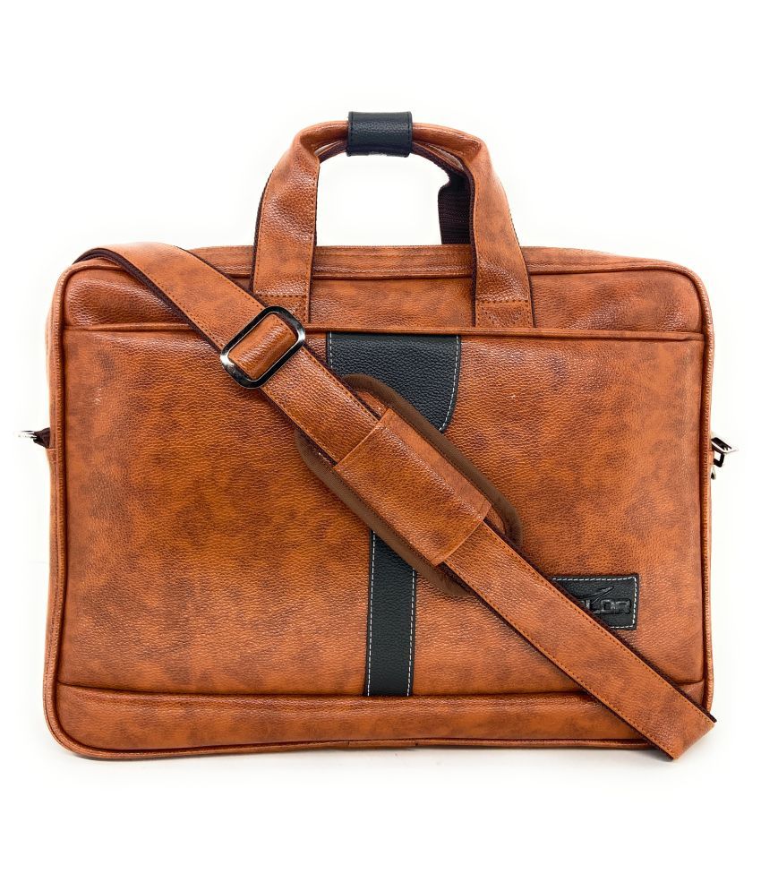 Midlor LaptopMessenger Bag Tan P.U. Office Bag