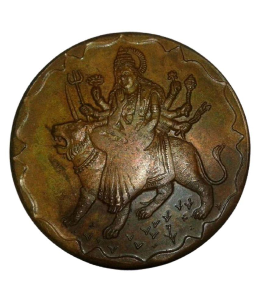     			WATCH STOPPER NEEEDLE COIN GODDESS DURGA MAA EAST INDIA COIN . TEMPLE TOKEN COIN BIG SIZE WEIGHT 45 GM. SIZE - 50MM