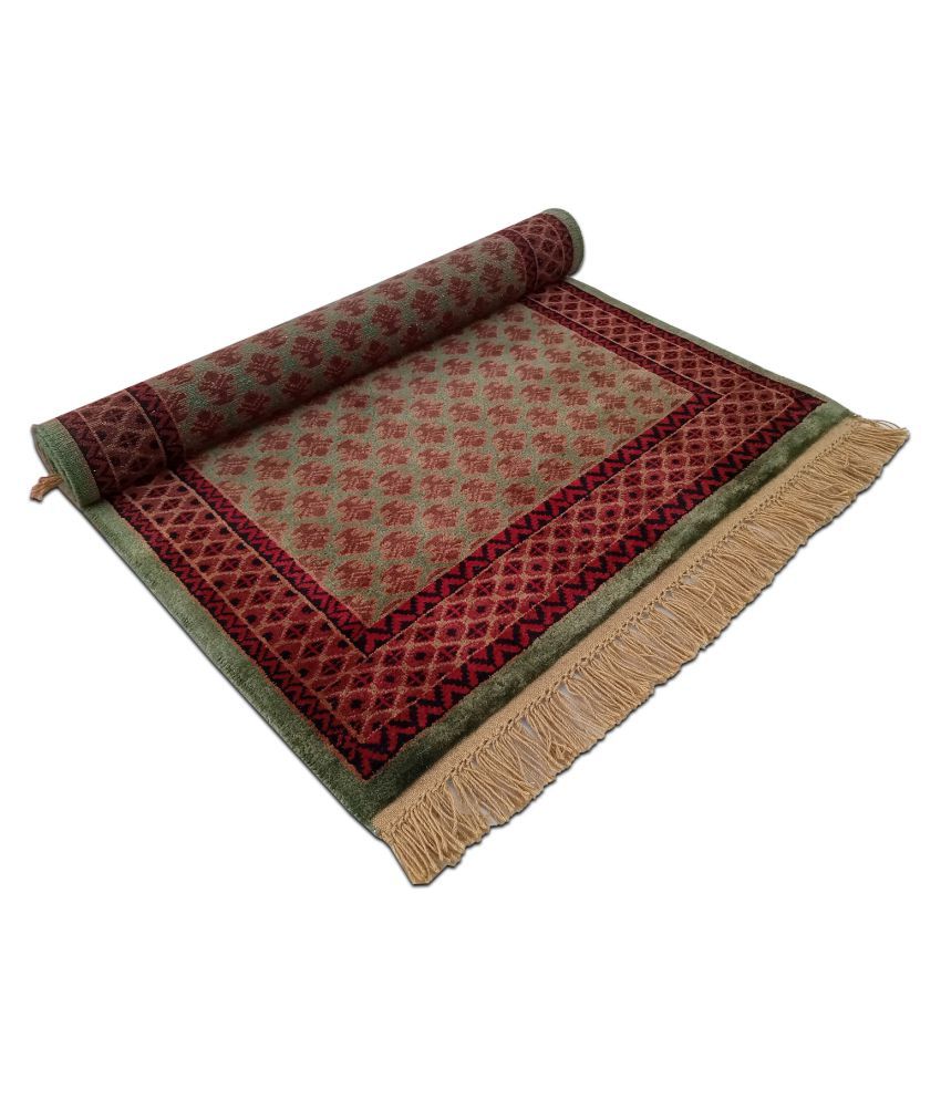 Amma Carpets Green Wool Carpet Traditional 3x5 Ft Buy Amma Carpets