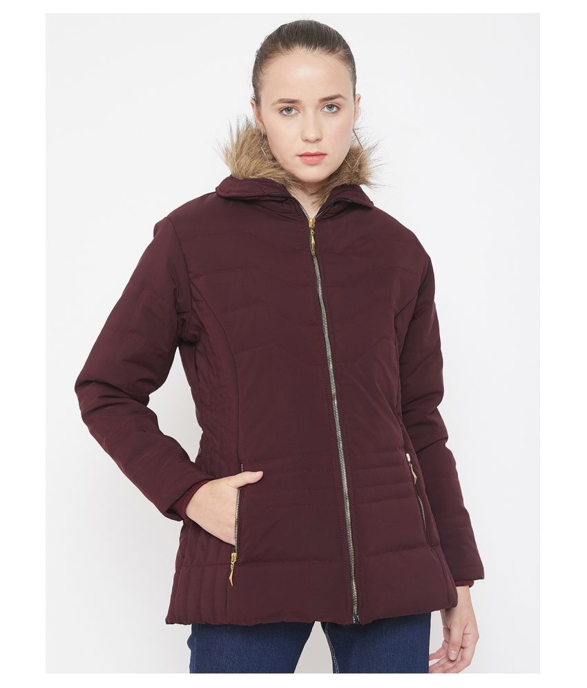 maroon parka jacket