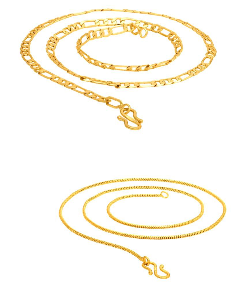     			Shankhraj Mall Gold Plated Mens Women Necklace Chain combo-100314