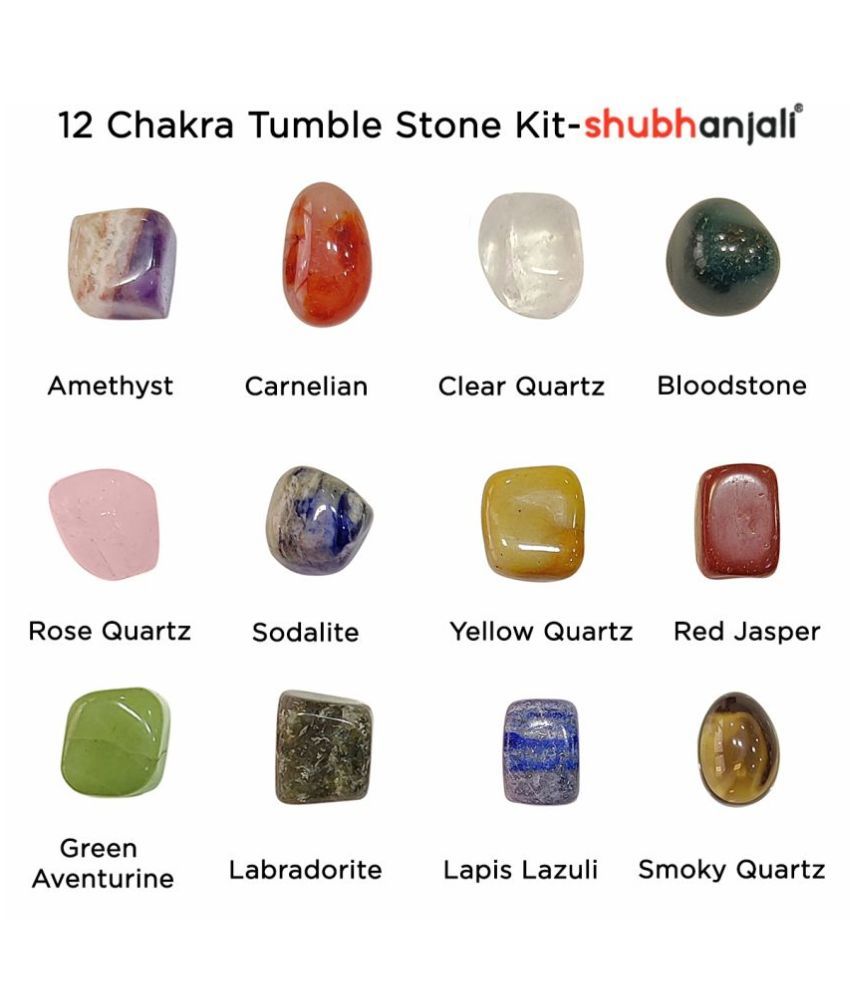 Shubhanjali® 12 Set of Tumble Stone Kit Crystal Stone Kit for Chakra