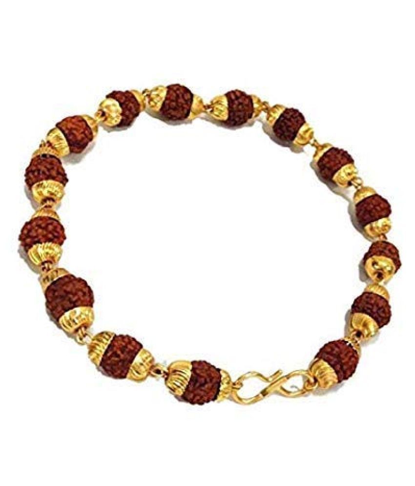 rudraksha mala and rudraksha bracelet combo designed in metal golden ...