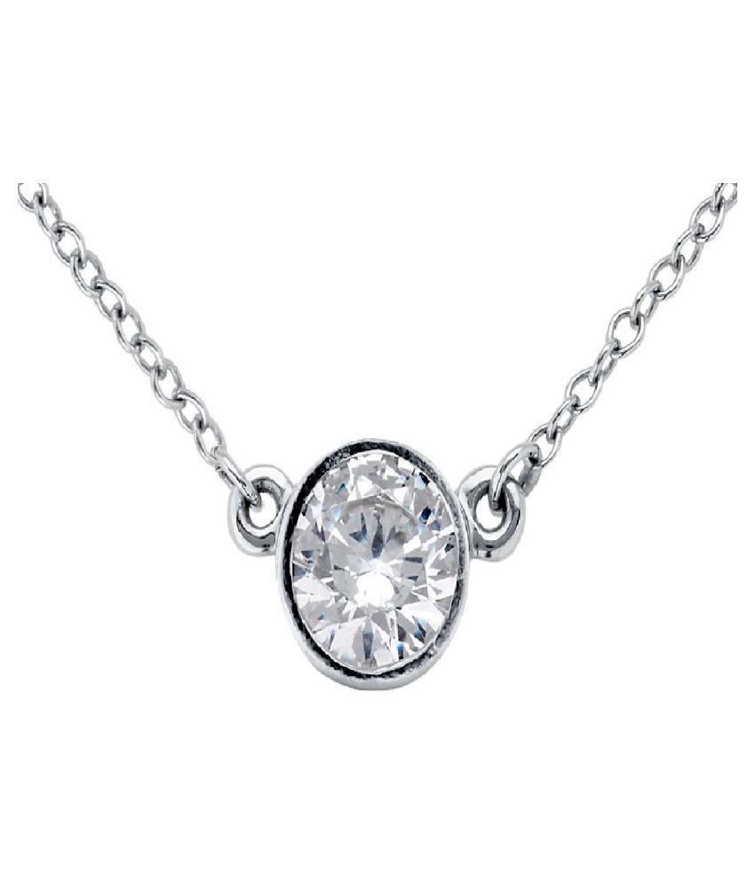 American Diamond Silver Pendant for unisex by Ratan Bazaar\n: Buy American Diamond Silver 