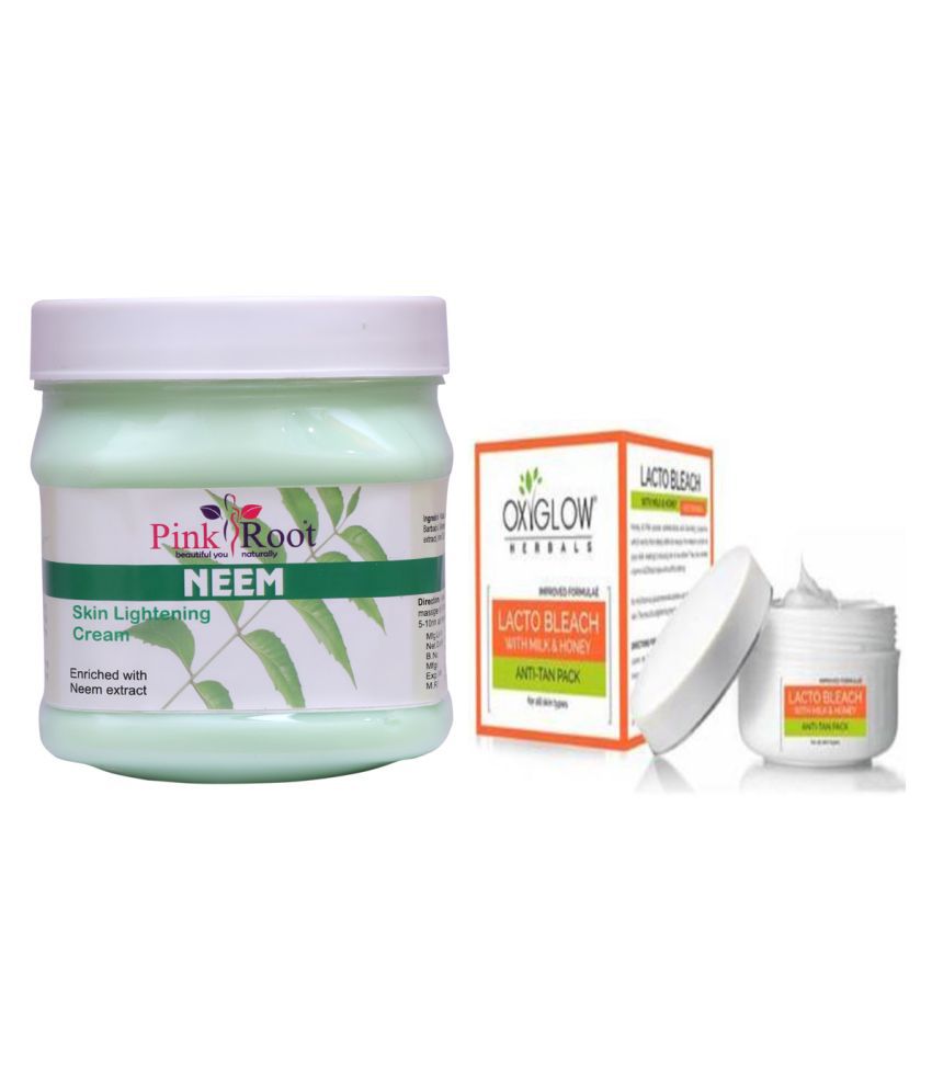 Pink Root Neem Cream 500gm With Oxyglow Lacto Bleach Day Cream 50 Gm