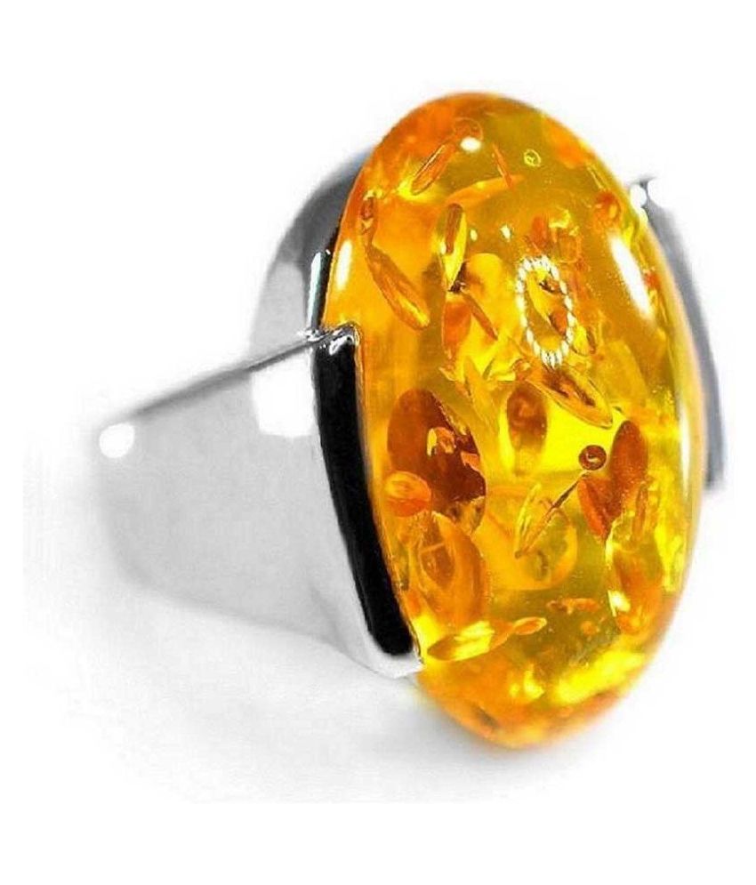 9.5 Carat Amber RING(Anguthi) With lab Report silver Amber Stone by