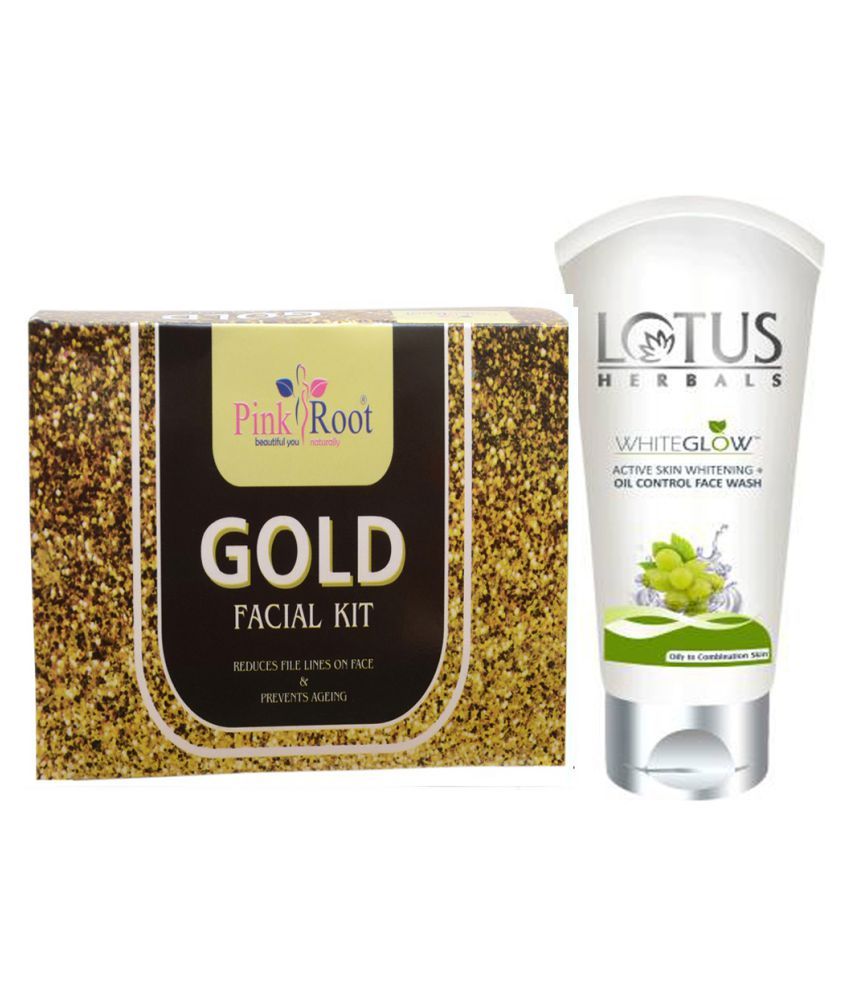 Pink Root Gold Facial Kit with Lotus Oil Control Face Wash 100 mL Pack
