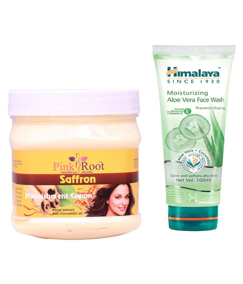 Pink Root Saffron Cream 500gm with Himalaya AloeVera Face Wash 100 mL Pack of 2 Buy Pink Root