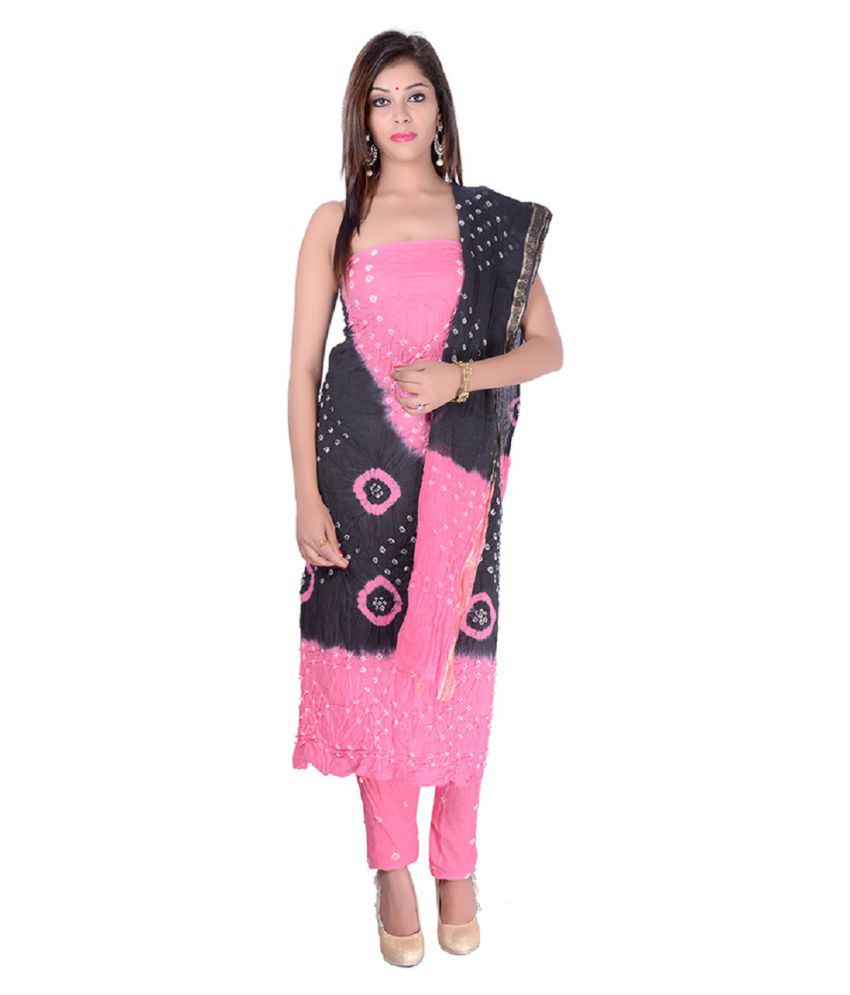     			Apratim Black,Pink Cotton Unstitched Dress Material