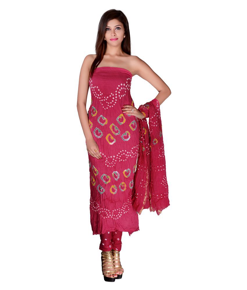     			Apratim Red Cotton Unstitched Dress Material