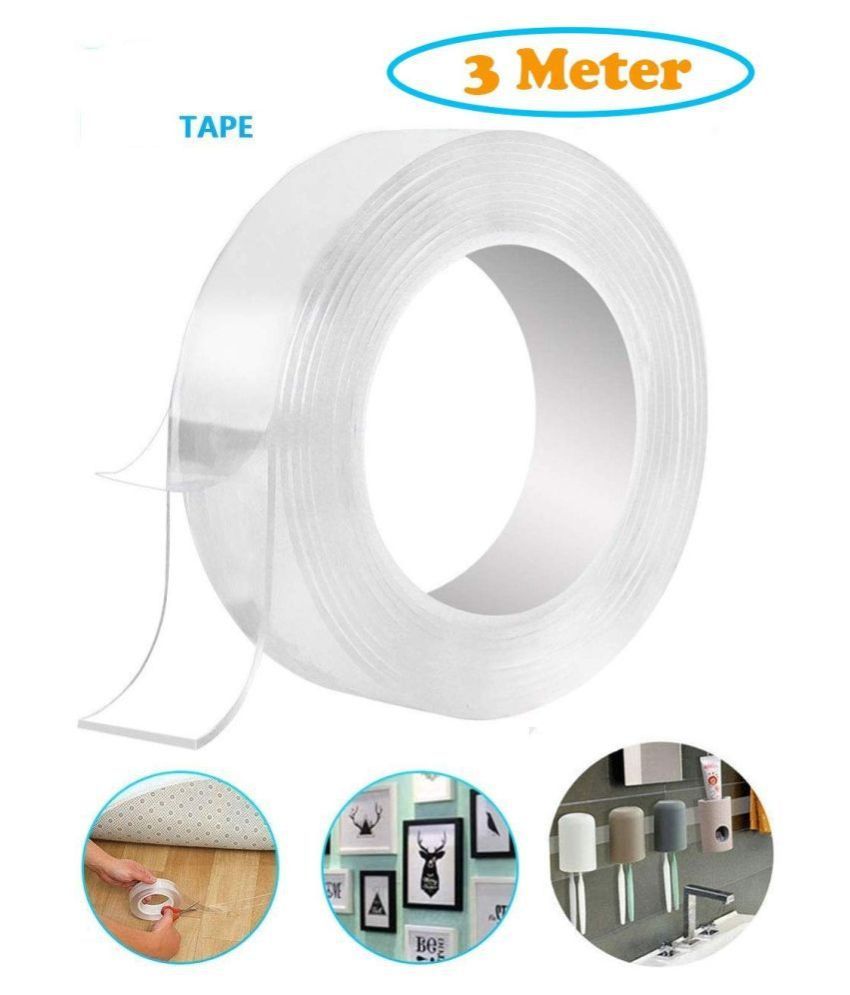 Budheworld Double Sided Sticky Strong Adhesive Transparent Gel Tape Reusable Traceless Powerful Carpet Tape Set Of 5 Buy Online At Best Price In India Snapdeal