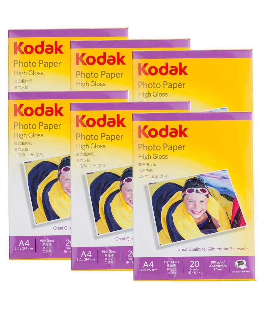 Kodak 180 GSM A4 210x297mm Photo Paper High Glossy Pack Of 6 120 