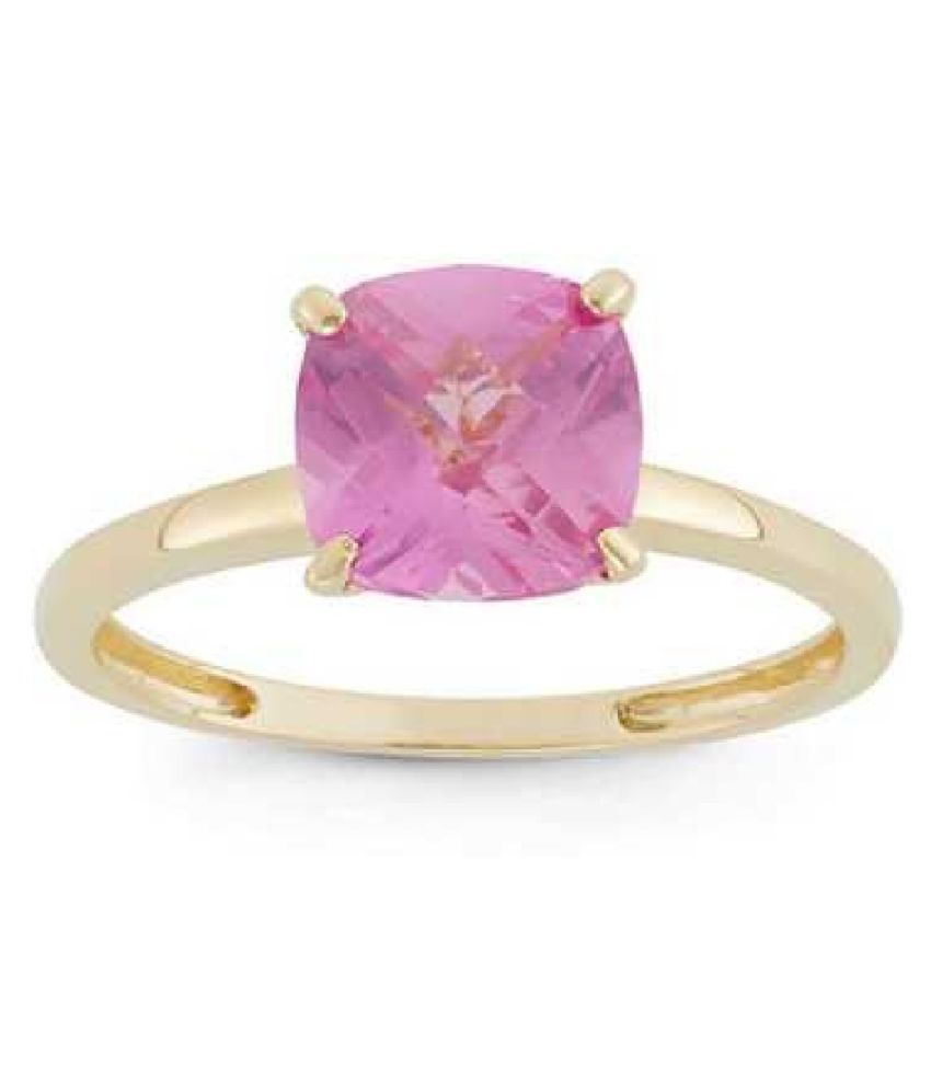 Natural PINK SAPPHIRE 6 Carat GOLD PLATED RING(ANGUTHI) by KUNDLI GEMS