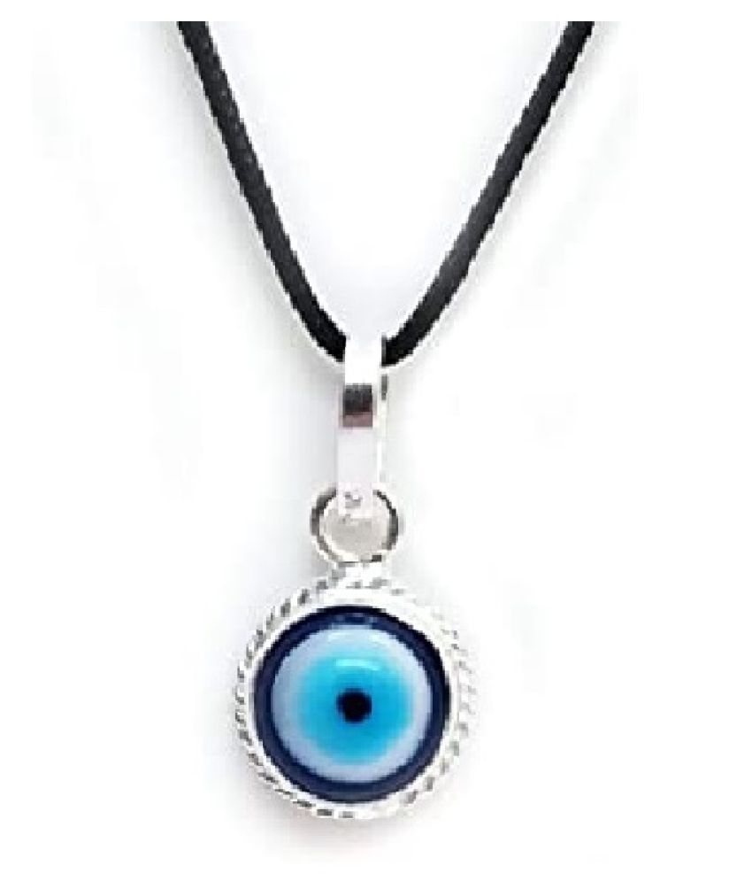 Natural Stone Silver Evil Eye (Nazar Suraksha Kavach) Pendant for ...