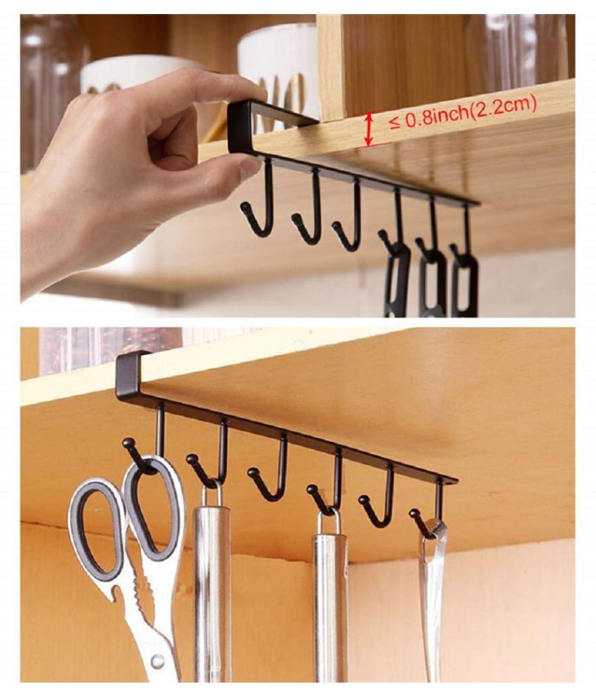 Pack Of 2 Multifunction Under Shelf Coffee Mug Cup Holder Rack