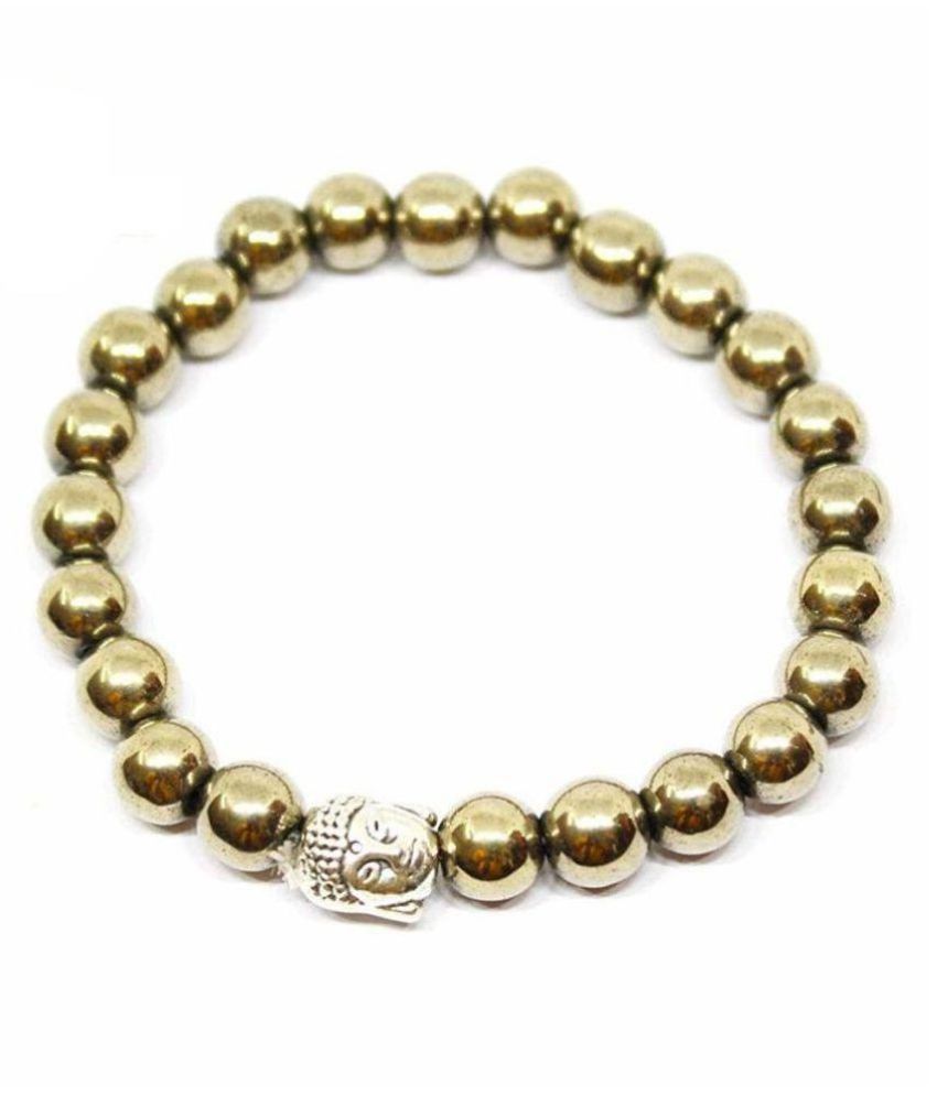     			8mm Golden Pyrite With Buddha Natural Agate Stone Bracelet