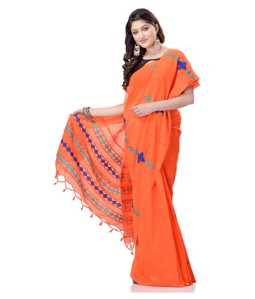     			Desh Bidesh Orange Bengal cotton Saree