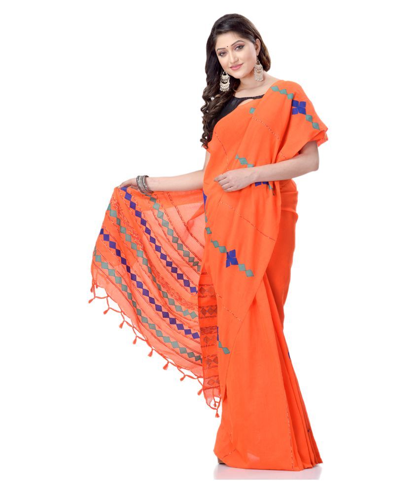     			Desh Bidesh Orange Bengal cotton Saree