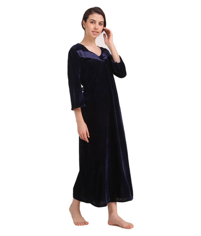 Buy Gospel Velvet Nighty & Night Gowns - Navy Online at Best Prices in ...