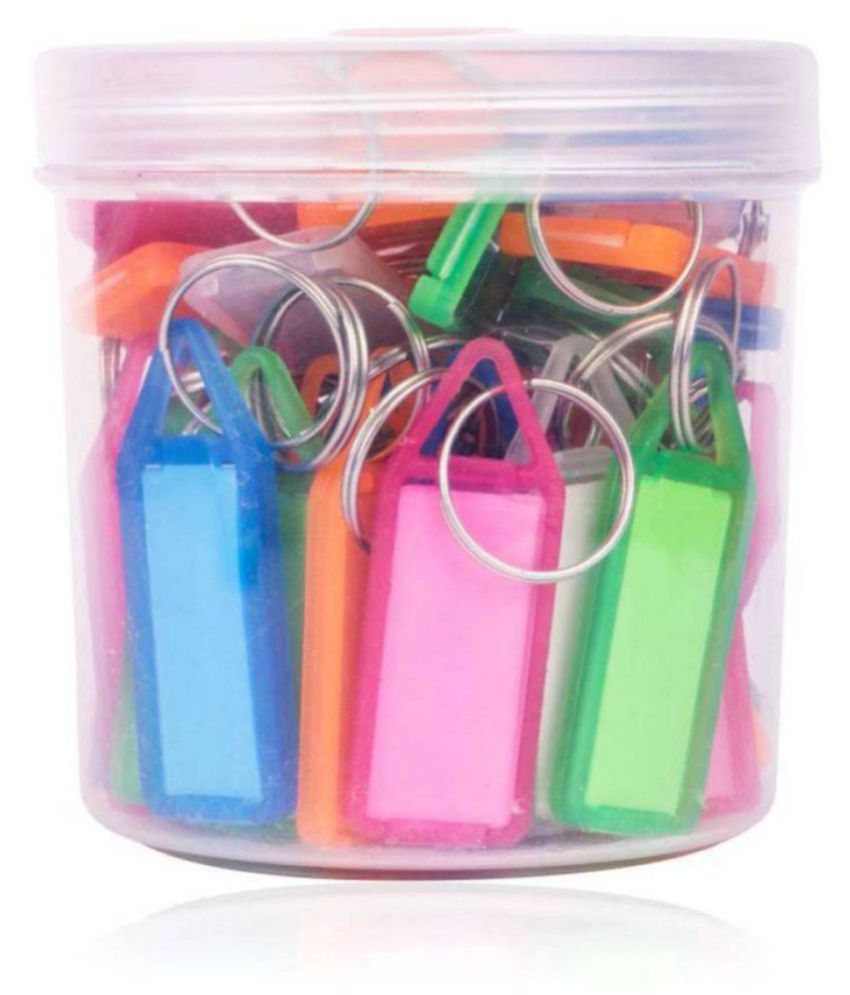     			Wired wind Multicolour tag /label Plastic Keychain - Pack of 50