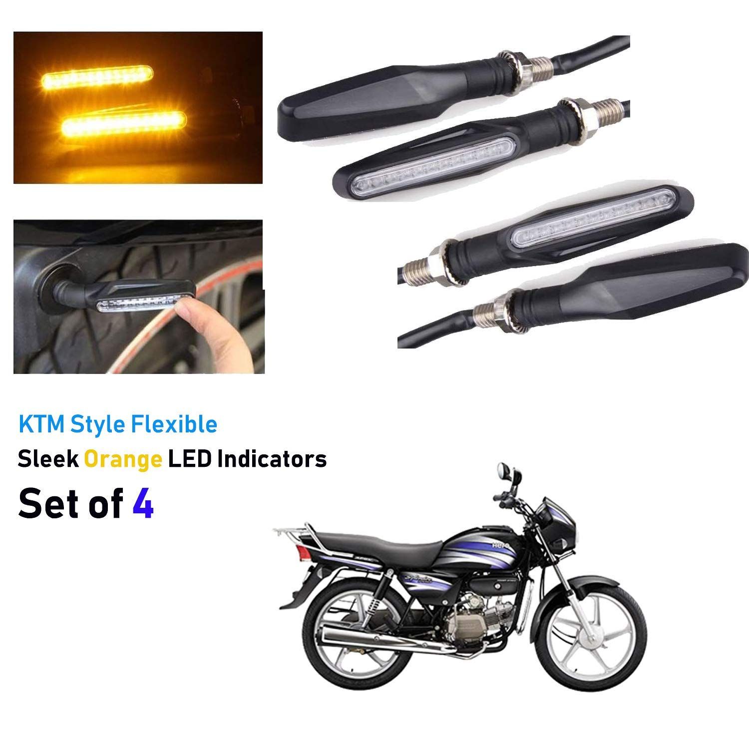 Buy TRIMURTI Bike Motorcycle KTM Style Sleek Amber LED Turn Signal