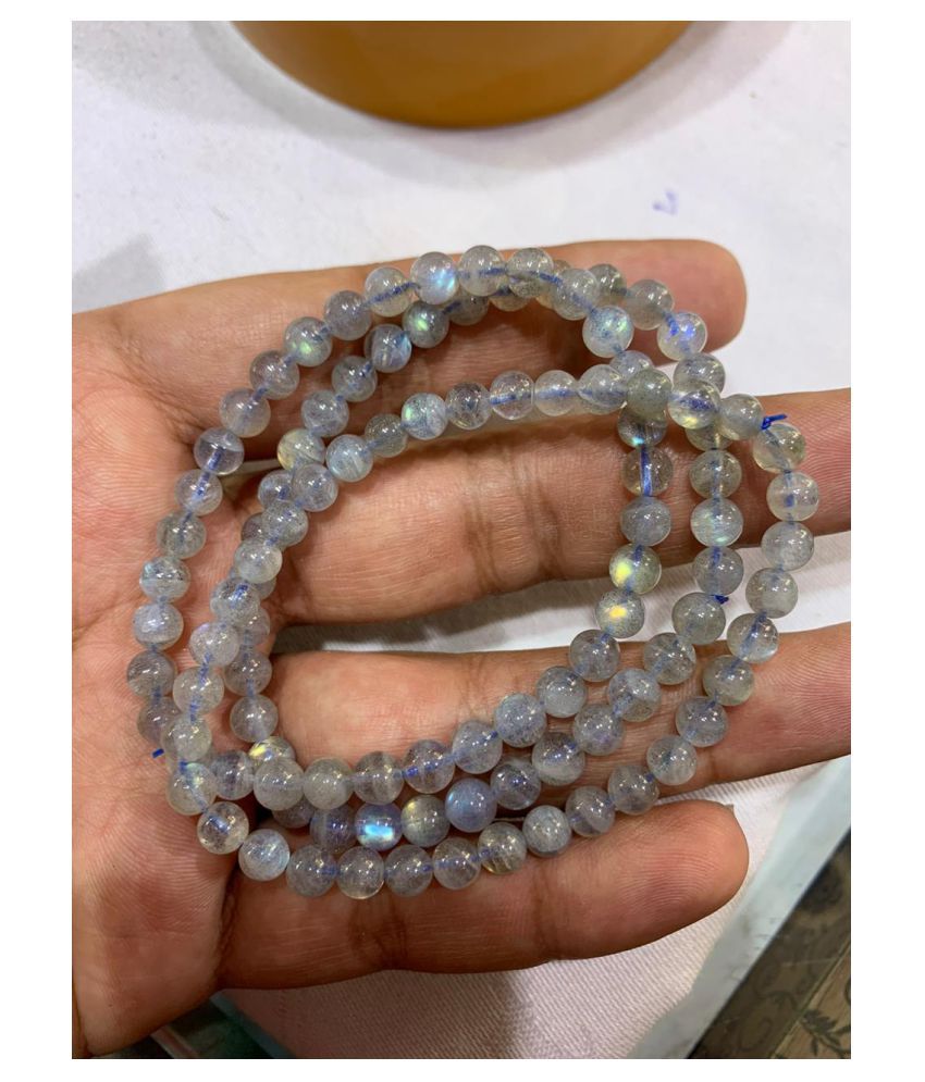     			6mm Gray Labradorite Star Quality Natural Agate Stone Bracelet