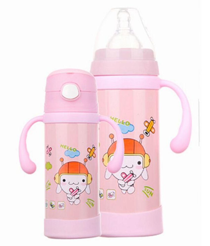 Child Chic 2 in 1 Baby Steel Feeding Bottle/Straw Sipper