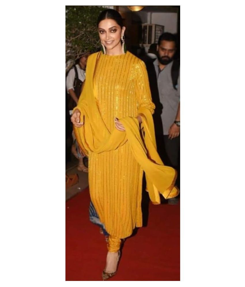 yellow georgette gown