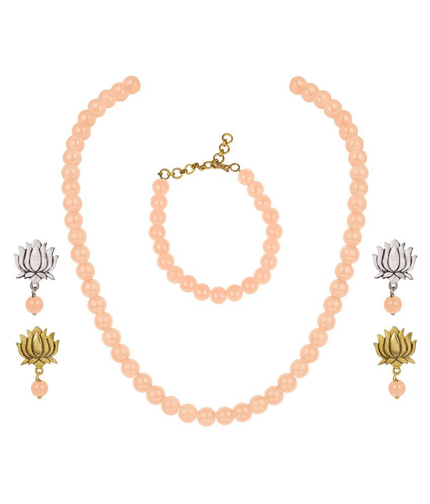     			JFL - Jewellery For Less Orange Contemporary/Fashion Necklace set Combo Princess