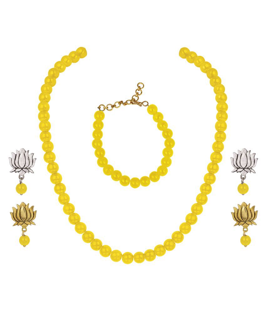     			JFL - Jewellery For Less Yellow Contemporary/Fashion Necklace set Combo Princess
