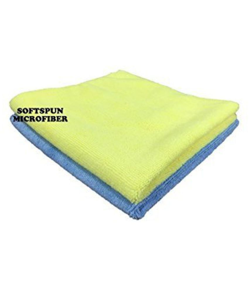 SOFTSPUN Microfiber Cloth - 2 pcs - 40x60 cms - 340 GSM Multi Colours - Thick Lint & Streak-Free Multipurpose Cloths - Automotive Microfibre Towels for Car Bike Cleaning Polishing Washing & Detailing
