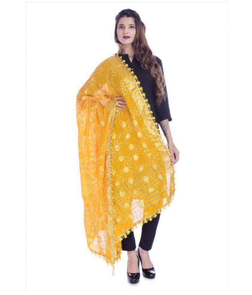 Apratim Yellow Banarasi Silk Banarasi Dupatta Price in India - Buy ...
