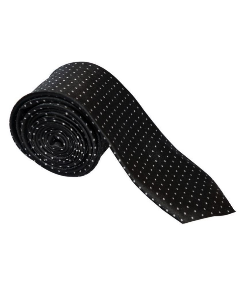     			SUNSHOPPING Black Polka Dots Micro Fiber Necktie