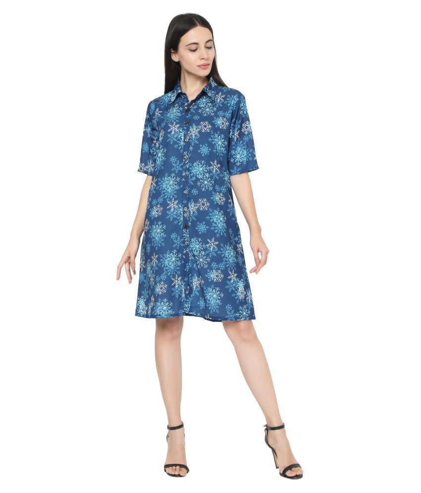     			Smarty Pants Polyester Blue Shirt Dress