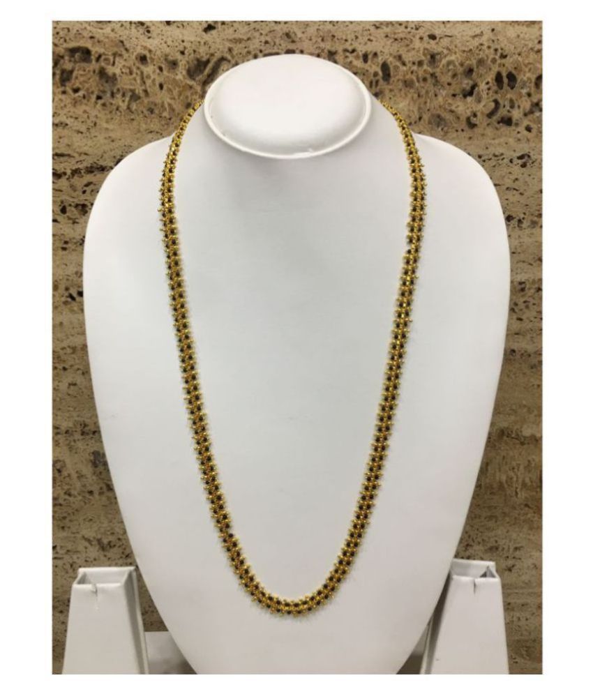     			Women's Jewellery Gold Plated Mangalsutra Necklace 26-Inches Length Chain Traditional Black & Gold Beads Single Line Layer Long Mangalsutra for Women and Girls