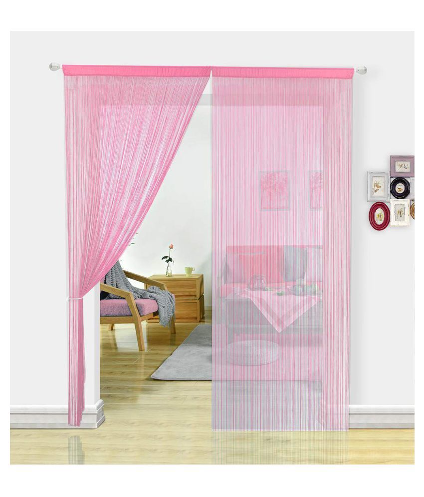     			YUTIRITI - Pink Pack of 2 Polyester Door Curtain (3 ft X 7 ft)