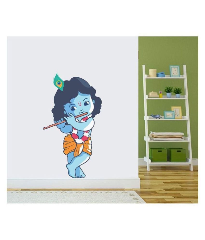     			Asmi Collection Beautiful Baal Krishna with Flute Religious & Inspirational Sticker ( 75 x 40 cms )