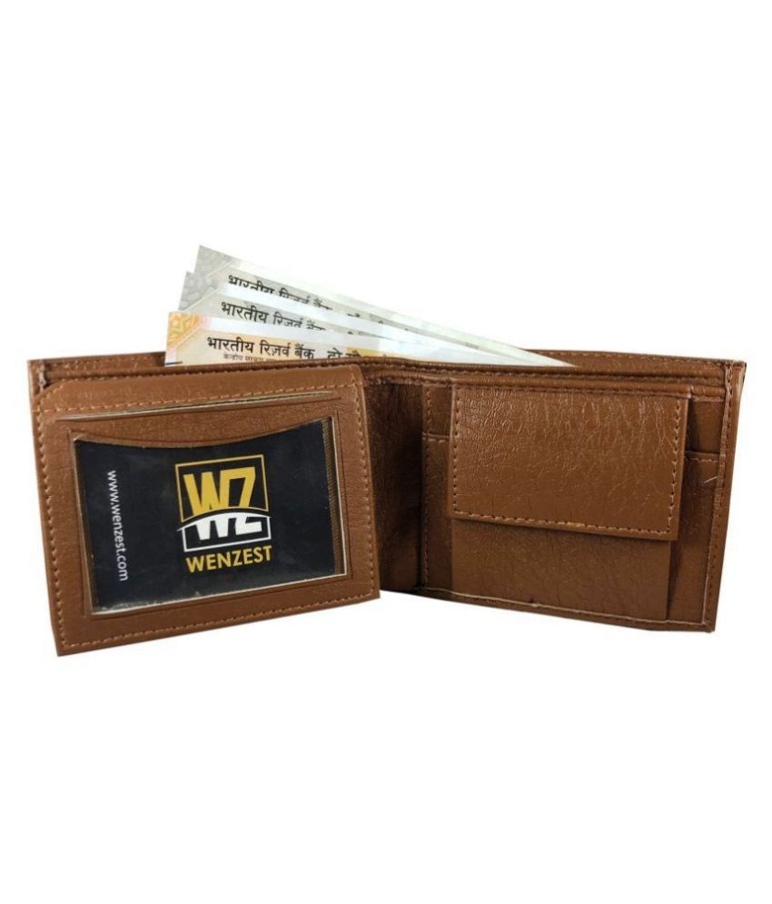     			WENZEST - Tan PU Men's Short Wallet ( Pack of 1 )