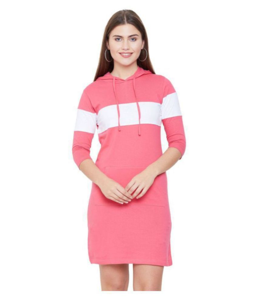 Jhankhi Cotton Pink T-shirt Dress -