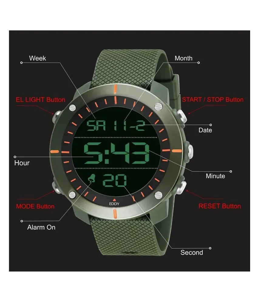 Buy Eddy Hager Olive Rubber Digital Men s Watch Online at Best