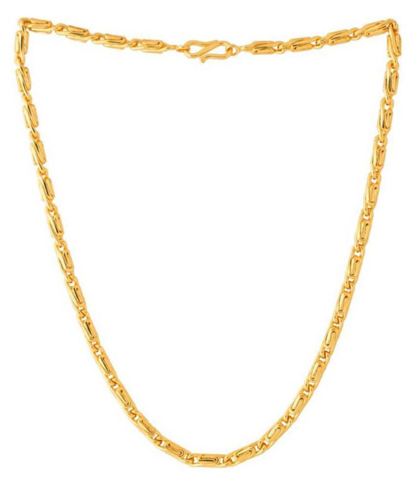 Jewar Mandi Gold Plated Brass & Copper Chain 24 Inch Designer Link Chain Jewelry for Men & Boys 8316